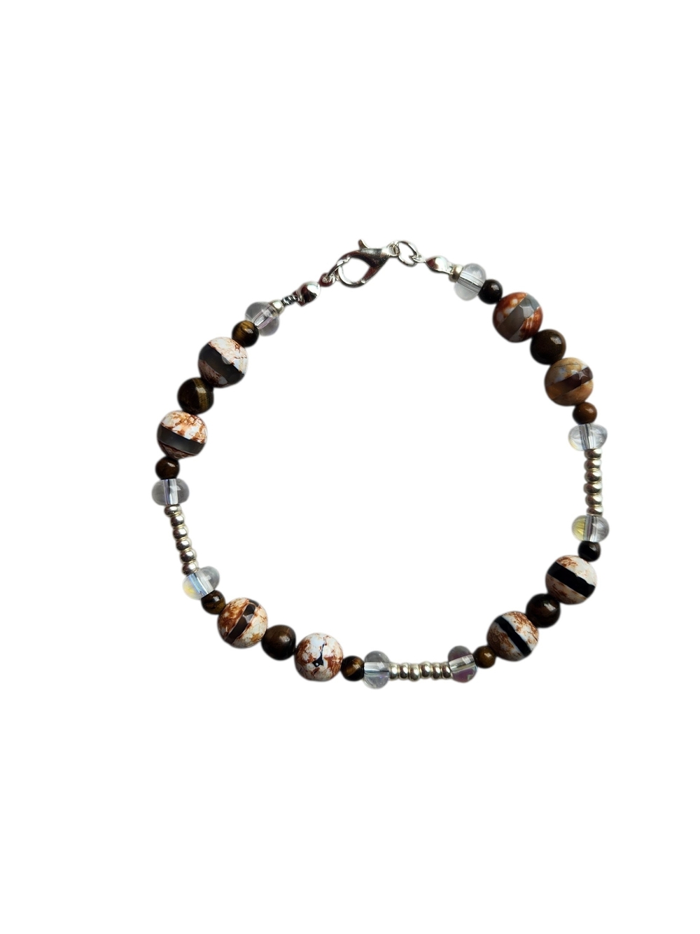 Handcrafted Brown Tigers Eye & Agate Beaded Bracelet